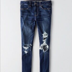 Dark Wash Destroyed High-Waist Jeggings